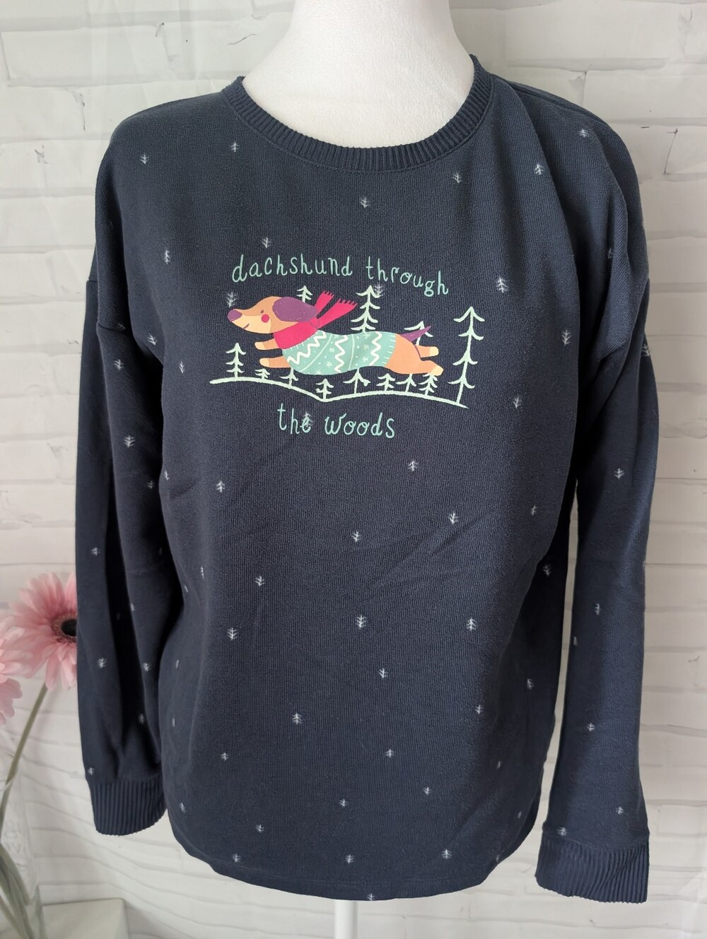 Lauren Conrad Dachshund Through the Woods Navy Women’s Pajama Sweatshirt